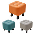 Premium Orange Small Shoe Changing Stool Solid Wood Leather Low Seat