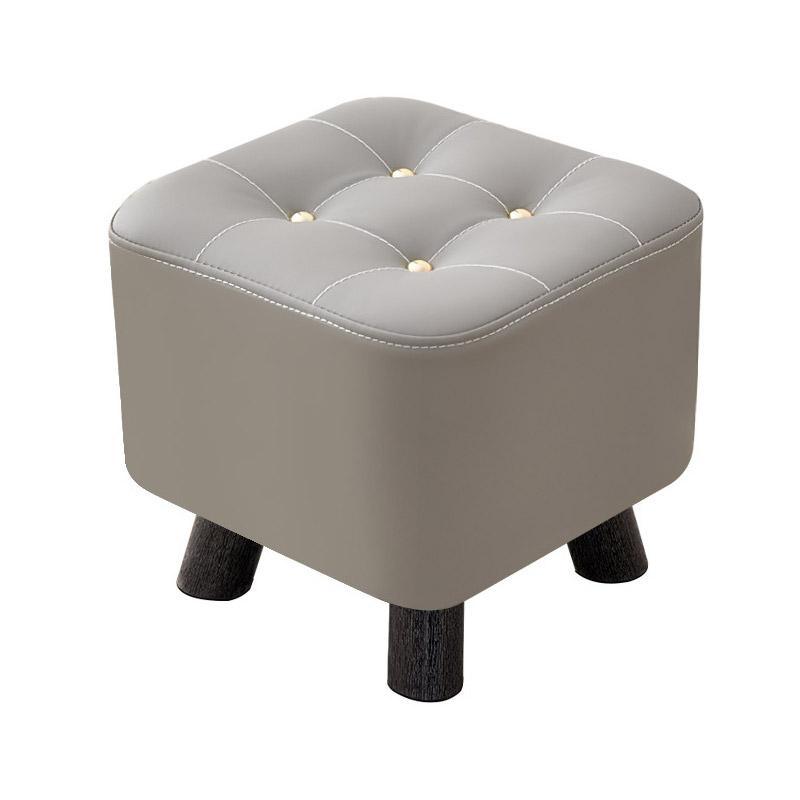Premium Orange Small Shoe Changing Stool Solid Wood Leather Low Seat
