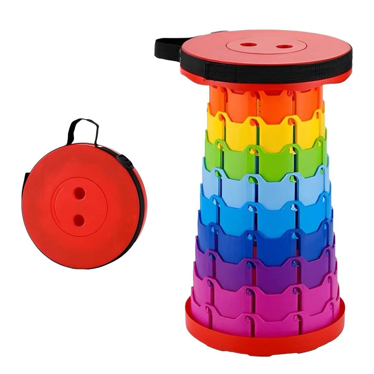 Premium Rainbow Blue Telescopic Folding Stool Adjustable Outdoor Camping Seat