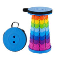 Premium Rainbow Blue Telescopic Folding Stool Adjustable Outdoor Camping Seat