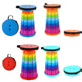 Premium Rainbow Red Telescopic Folding Stool Adjustable Outdoor Camping Seat