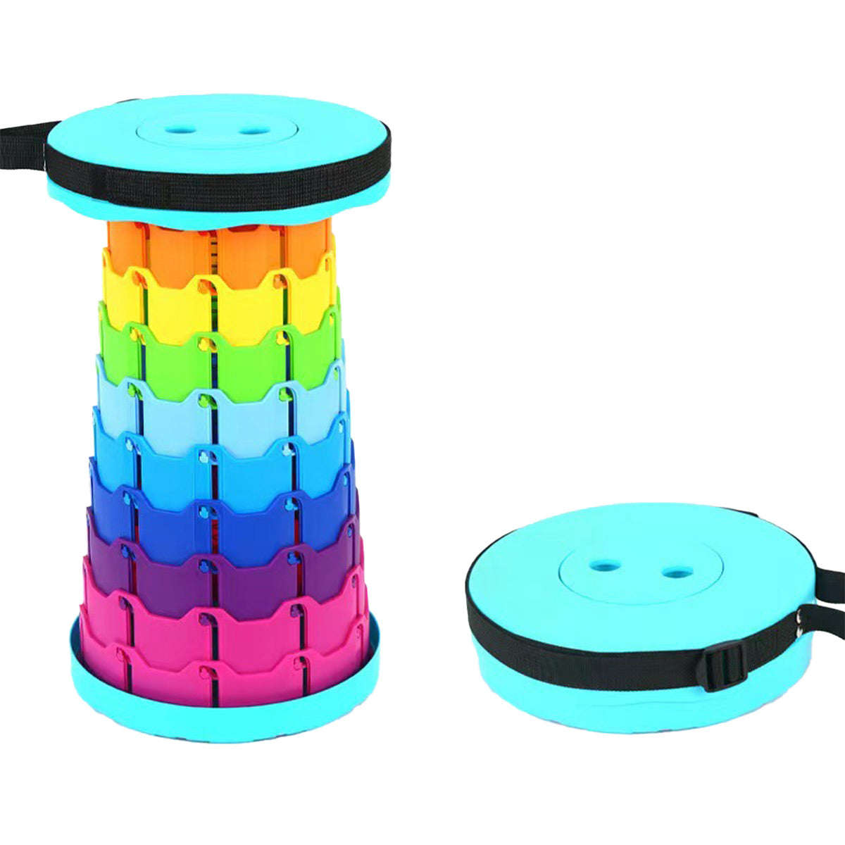 Turquoise Rainbow Telescopic Folding Stool - Compact & Adjustable