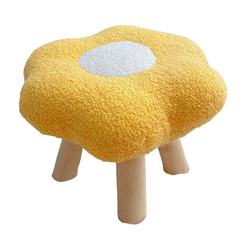 White Flower-Shaped Short Stool for Living Room or Entryway