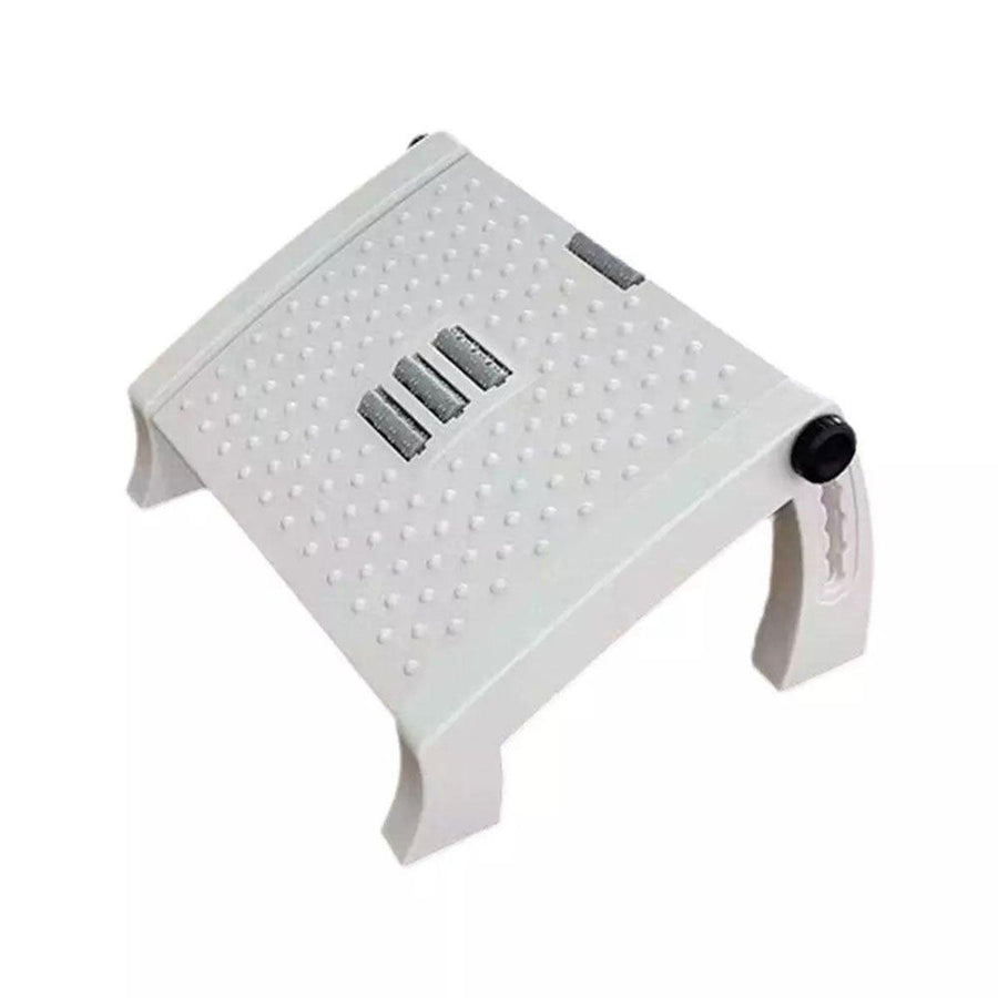 Premium White Adjustable Office Foot Rest Pedal Stool with Massage Rollers