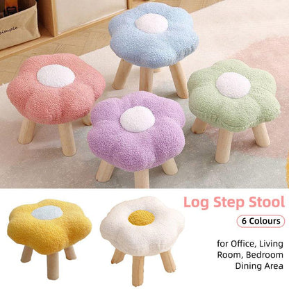 Yellow Flower-Shaped Short Stool for Living Room or Entryway
