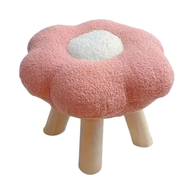 Yellow Flower-Shaped Short Stool for Living Room or Entryway