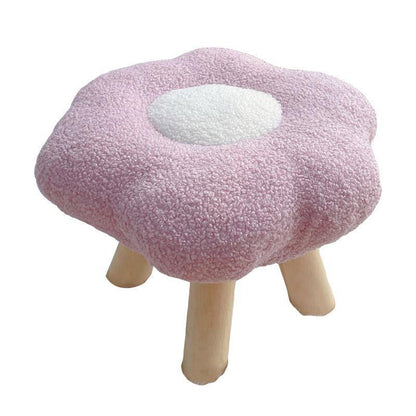Yellow Flower-Shaped Short Stool for Living Room or Entryway