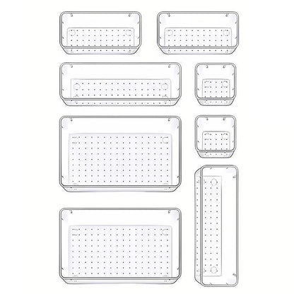 Transparent Plastic Drawer Organiser Set Multifunctional Desktop Storage Box - 13PCS