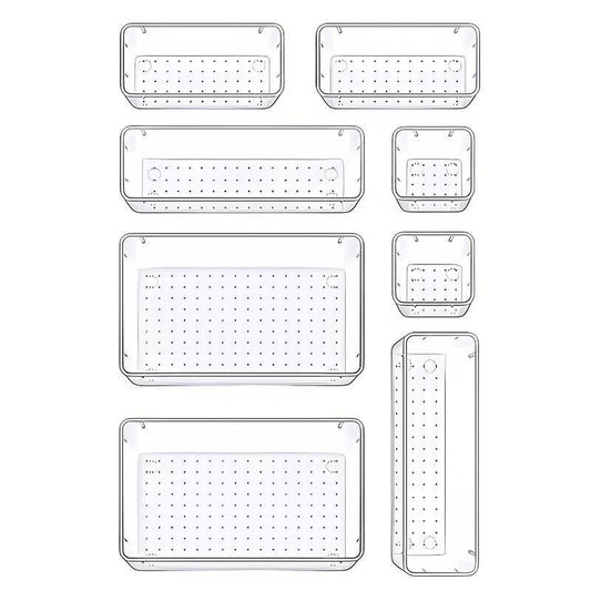 Transparent Plastic Drawer Organiser Set Multifunctional Desktop Storage Box - 13PCS