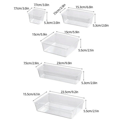 Transparent Plastic Drawer Organiser Set Multifunctional Desktop Storage Box - 13PCS