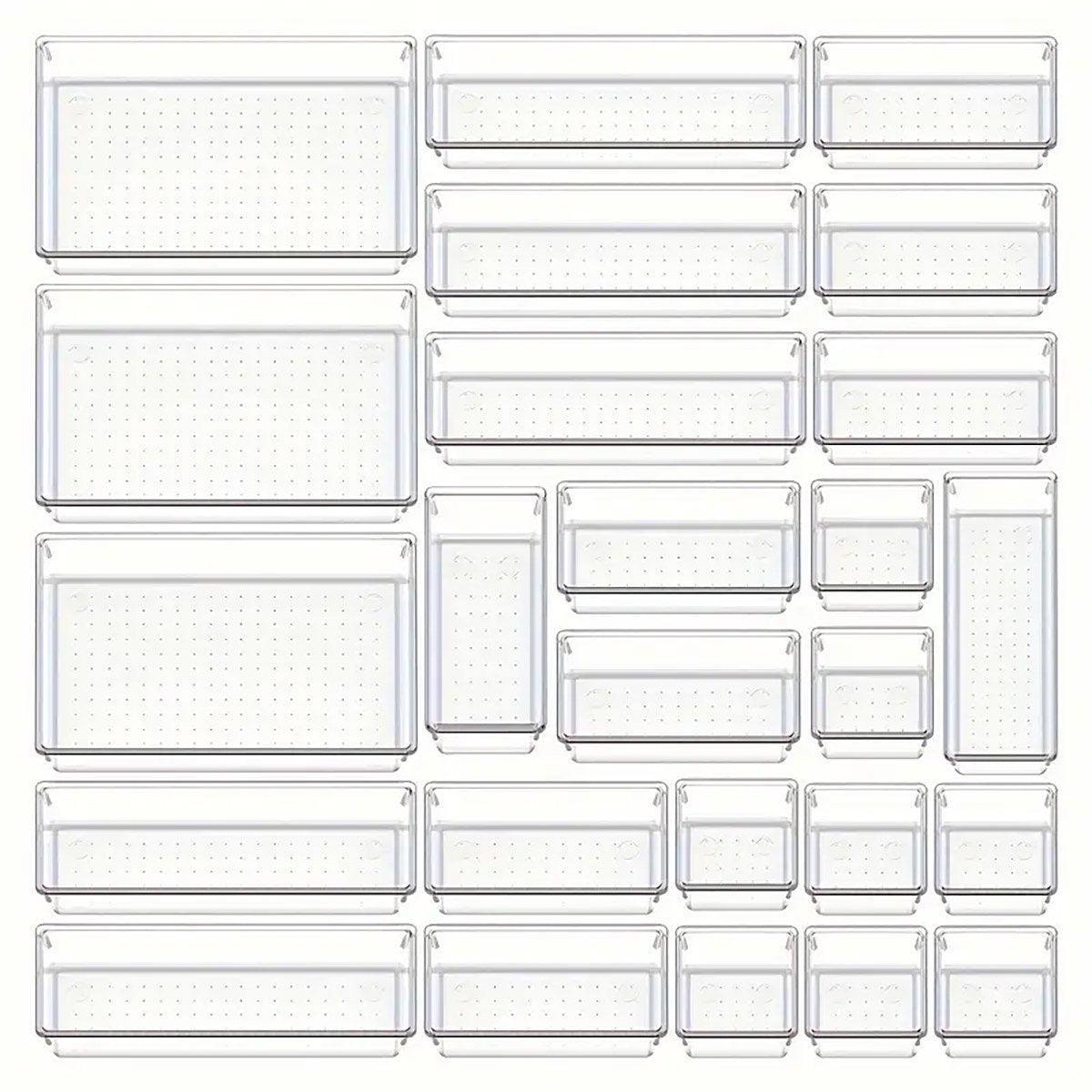 Transparent Plastic Drawer Organiser Set Multifunctional Desktop Storage Box - 13PCS - SuperSaverAU - view 6