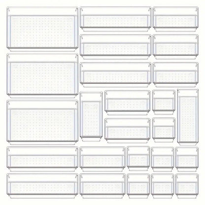 Transparent Plastic Drawer Organiser Set Multifunctional Desktop Storage Box - 13PCS