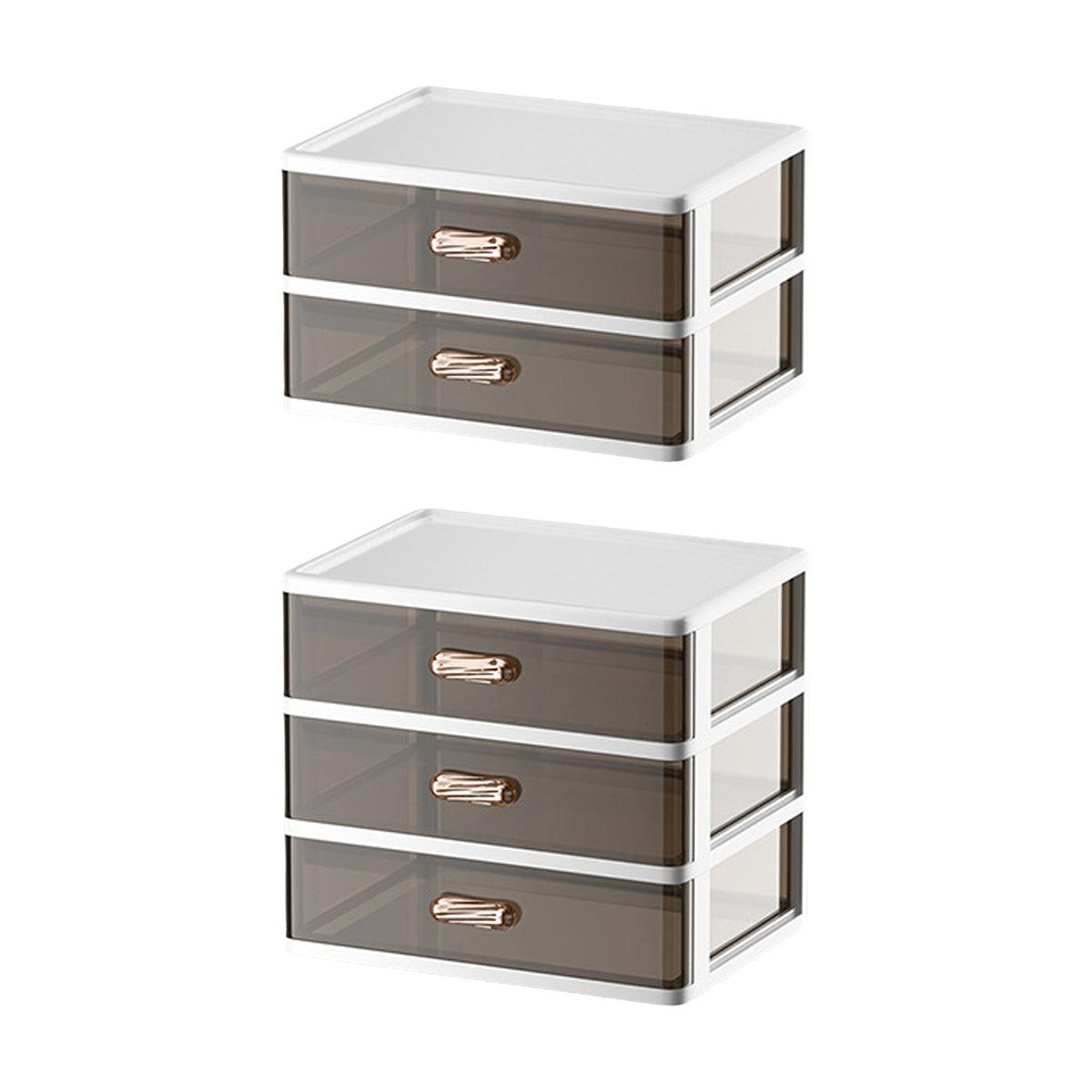 Premium 2 Tier Cosmetic Storage Organiser with Clear Drawers & Gold Handles