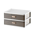 Premium 2 Tier Cosmetic Storage Organiser with Clear Drawers & Gold Handles