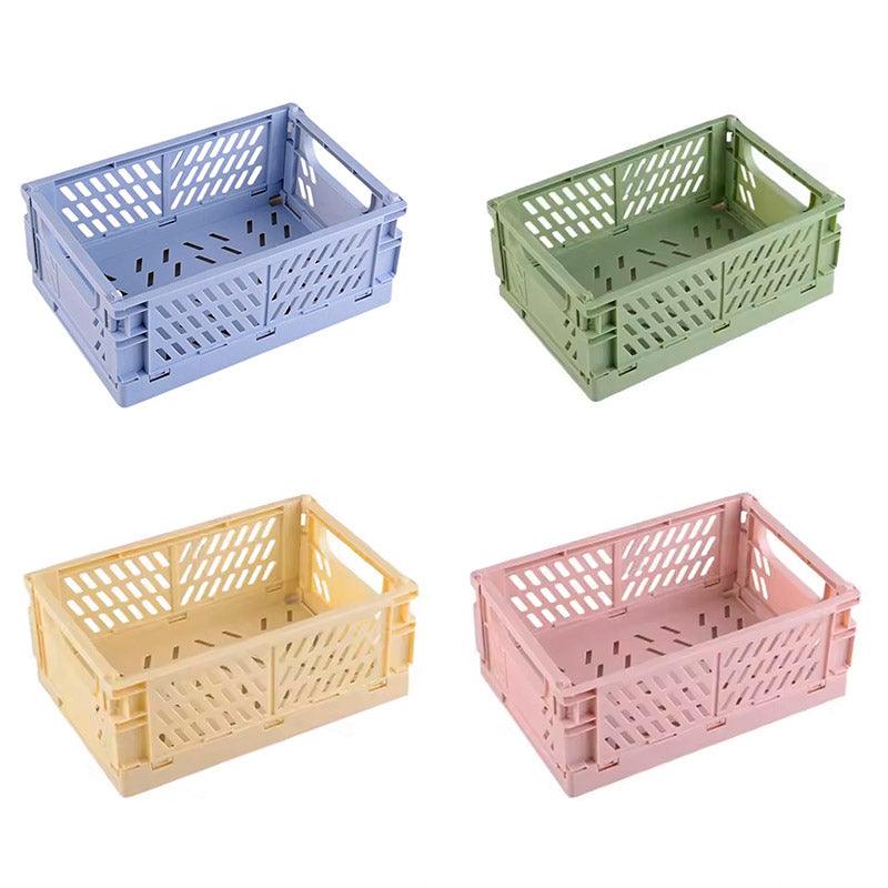 Premium 4 Pack Collapsible Plastic Desktop Storage Baskets Organiser