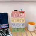 Premium 4 Pack Collapsible Plastic Desktop Storage Baskets Organiser