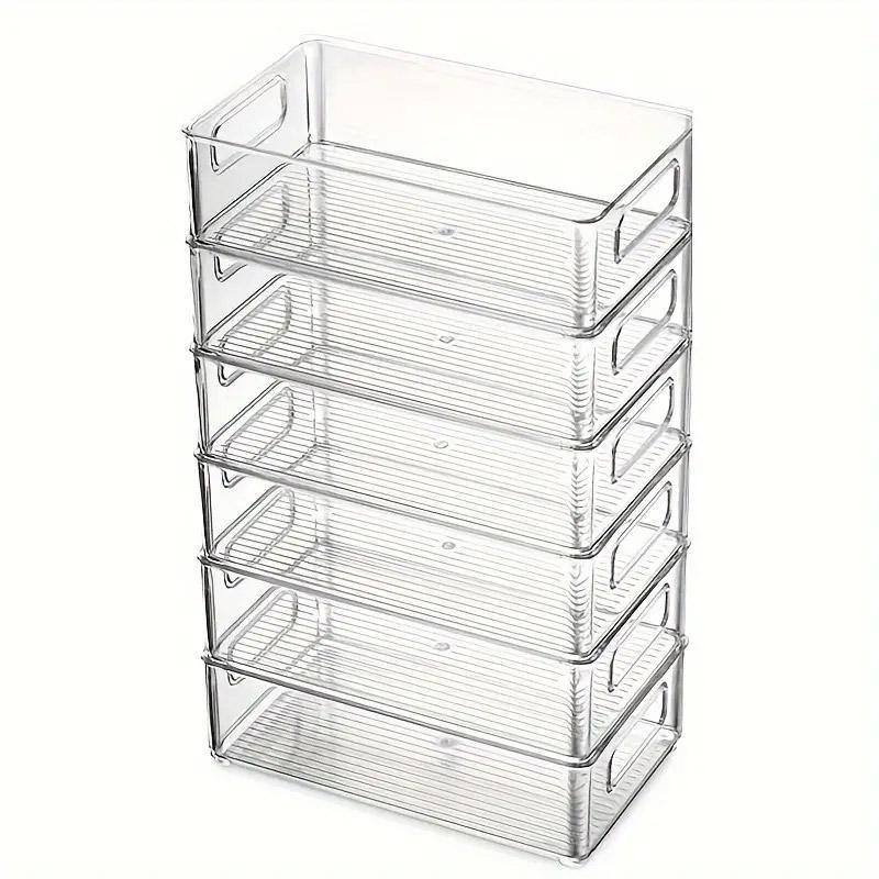 6 Transparent Refrigerator Organizer Boxes for Kitchen Storage