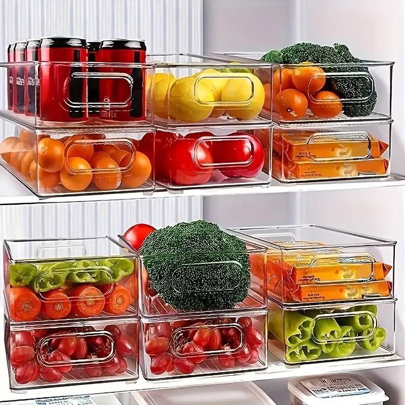 6 Transparent Refrigerator Organizer Boxes for Kitchen Storage