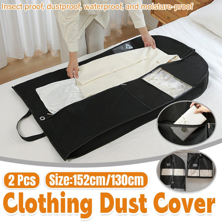 Durable 2pcs Hanging Closet Garment Dust Cover Storage Bag Clothes Protector 150CM - SuperSaverAU - view 1