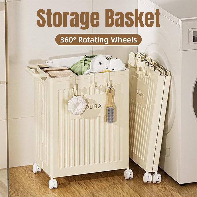 Folding Storage Basket with Wheels, 45cm, High-Capacity, Dustproof, Space-Saving - SuperSaverAU - view 1