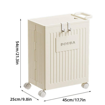 Folding Storage Basket with Wheels, 45cm, High-Capacity, Dustproof, Space-Saving