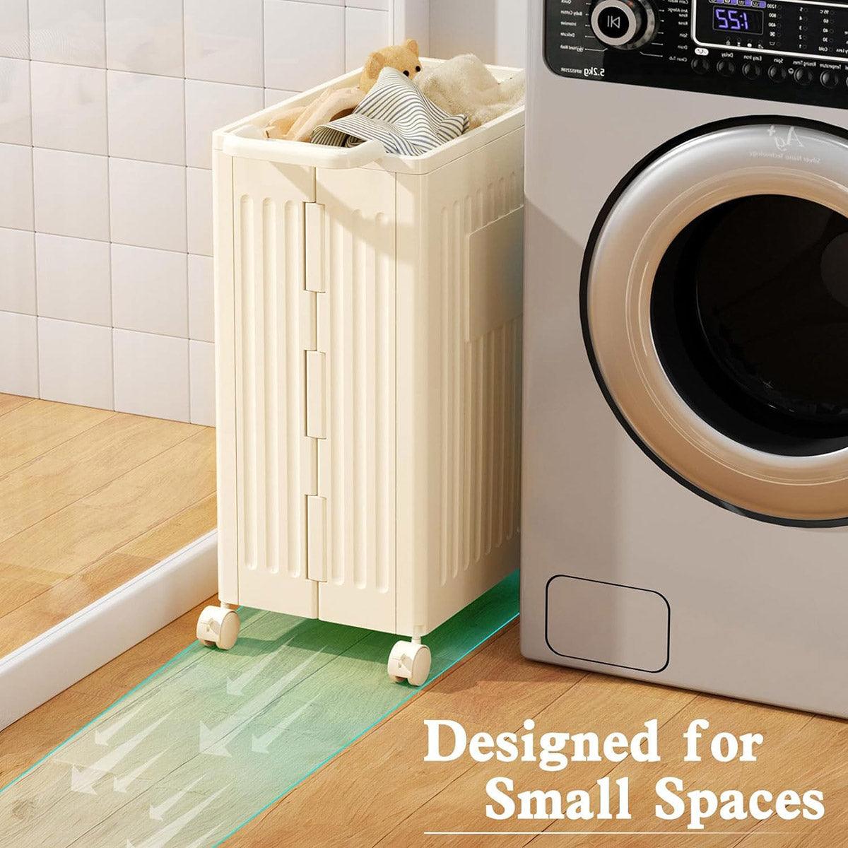 Folding Storage Basket with Wheels, 45cm, High-Capacity, Dustproof, Space-Saving