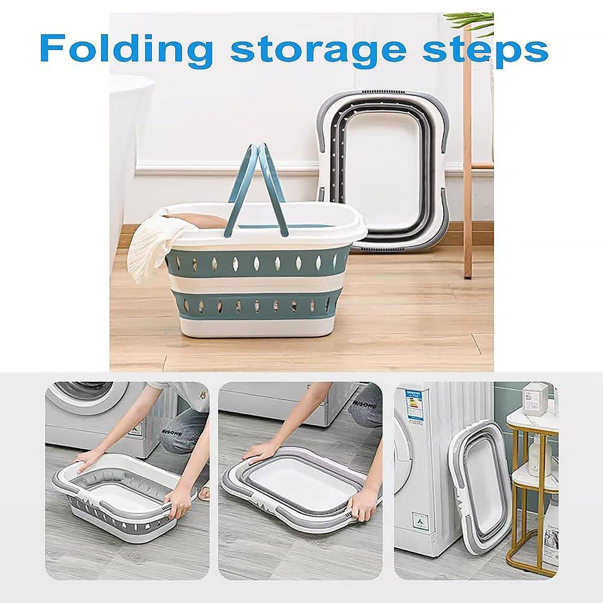 Premium Large Folding Laundry Basket – Blue
