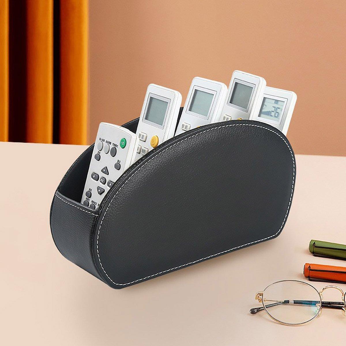 PU Leather Desktop Organizer with 5 Compartments for Office and Home