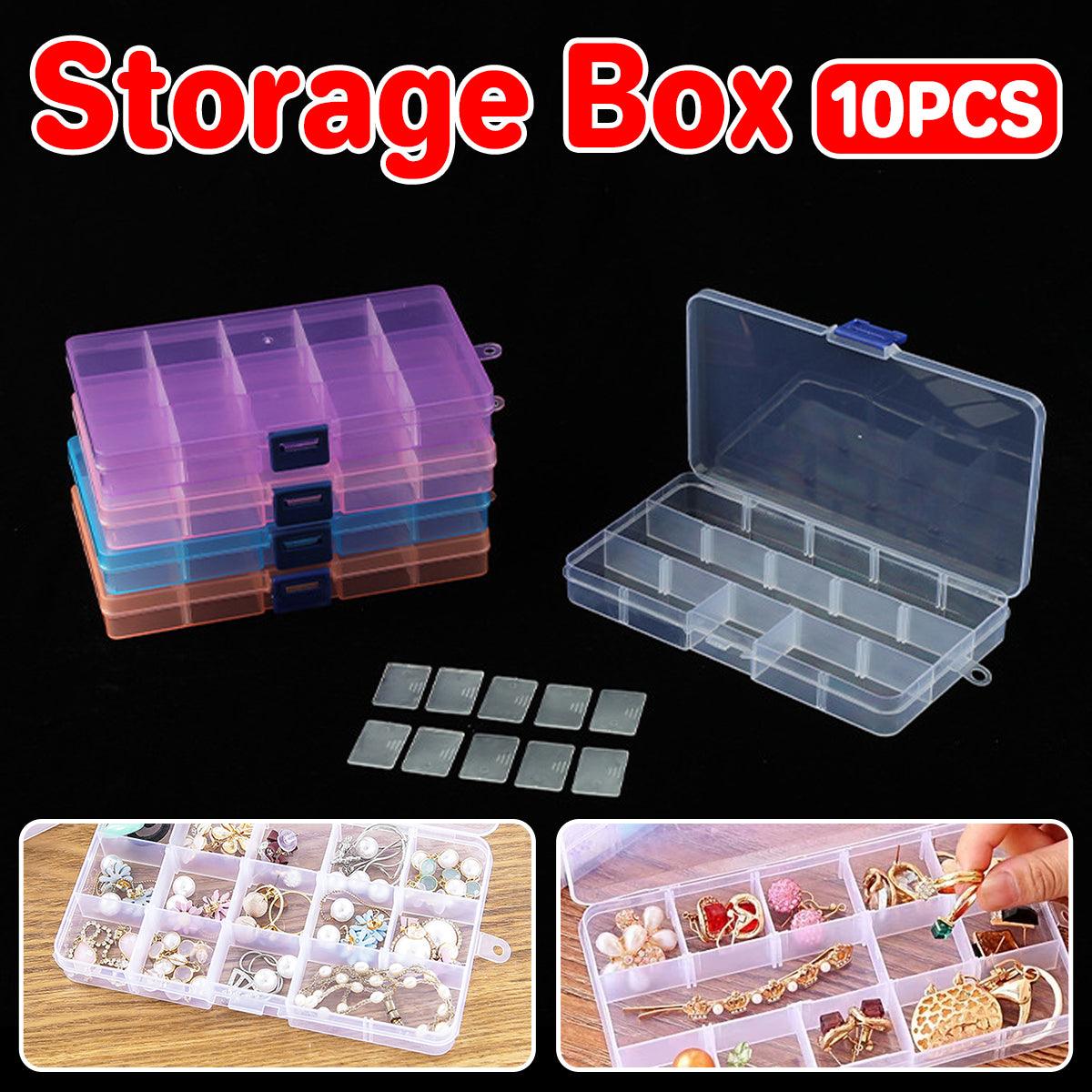 Premium 10 Pack Clear 15 Compartment PP Plastic Craft Bead Storage Boxes