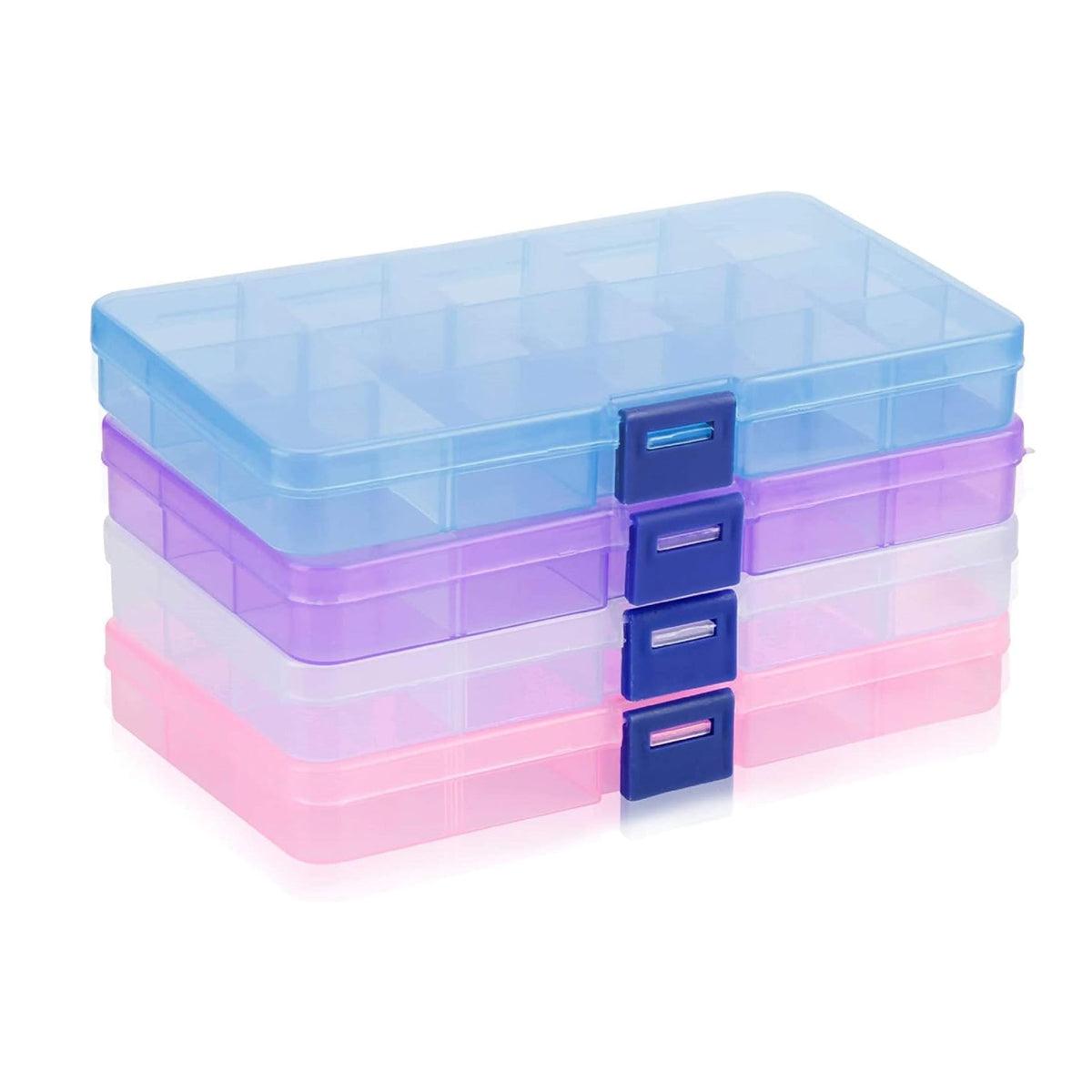 Premium 10 Pack Clear 15 Compartment PP Plastic Craft Bead Storage Boxes