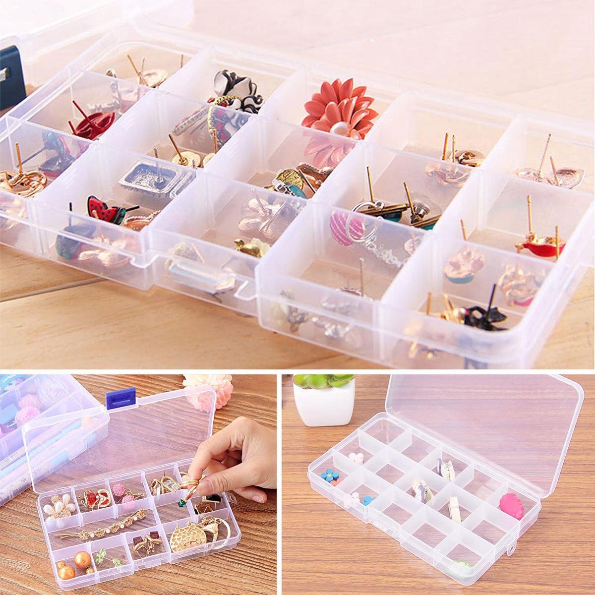 Premium 10 Pack Clear 15 Compartment PP Plastic Craft Bead Storage Boxes