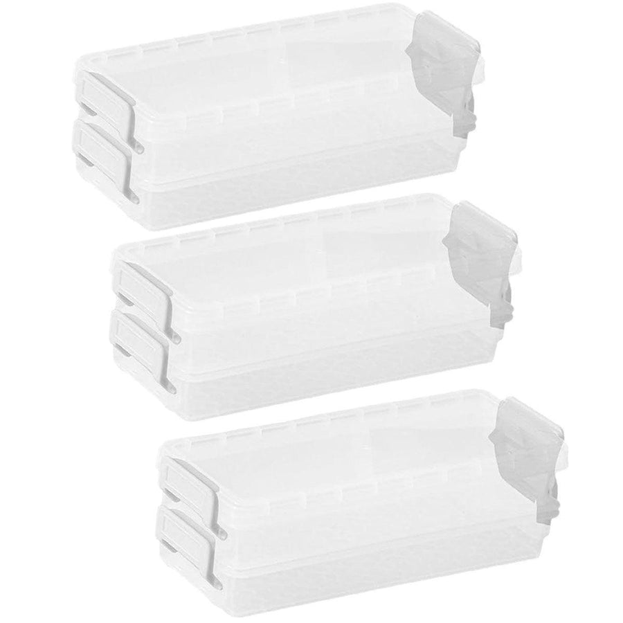 Premium 3pcs Clear 2-Layer Plastic Desktop Storage Boxes Grey Latch 20.5cm