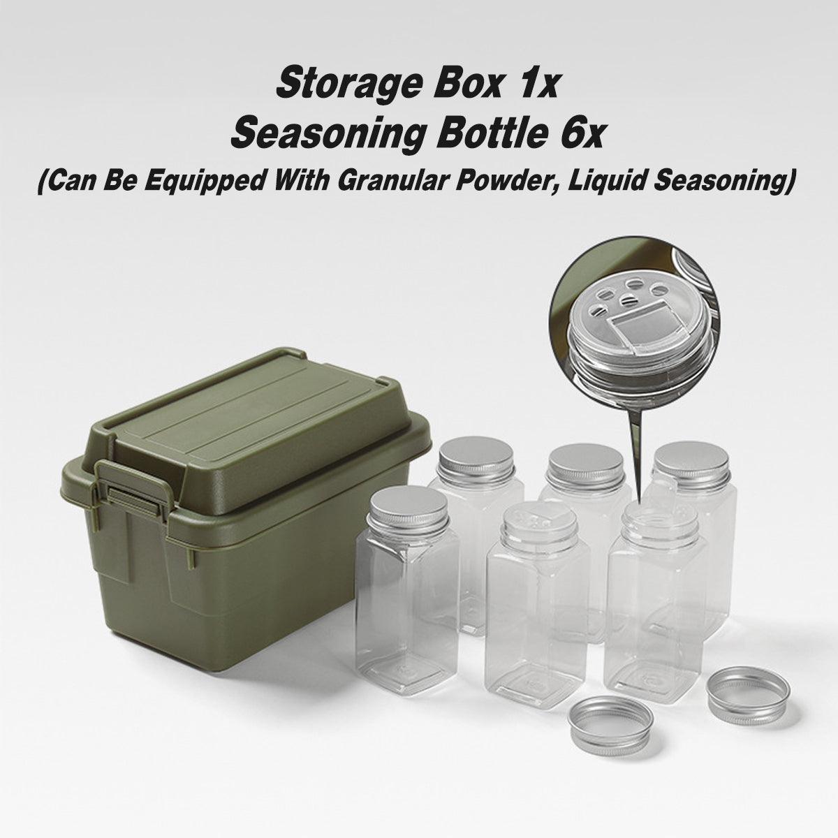 Premium Portable Spice Bottle Set – Army Green 7 Piece
