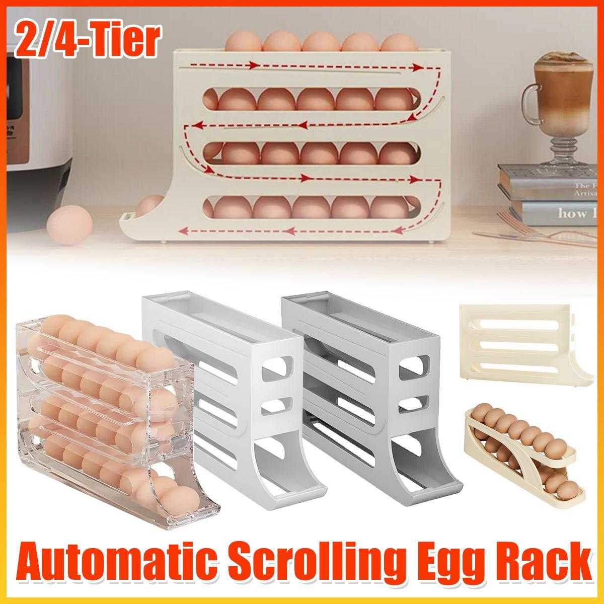 Premium Automatic Scrolling Egg Holder – Beige 2-Tier