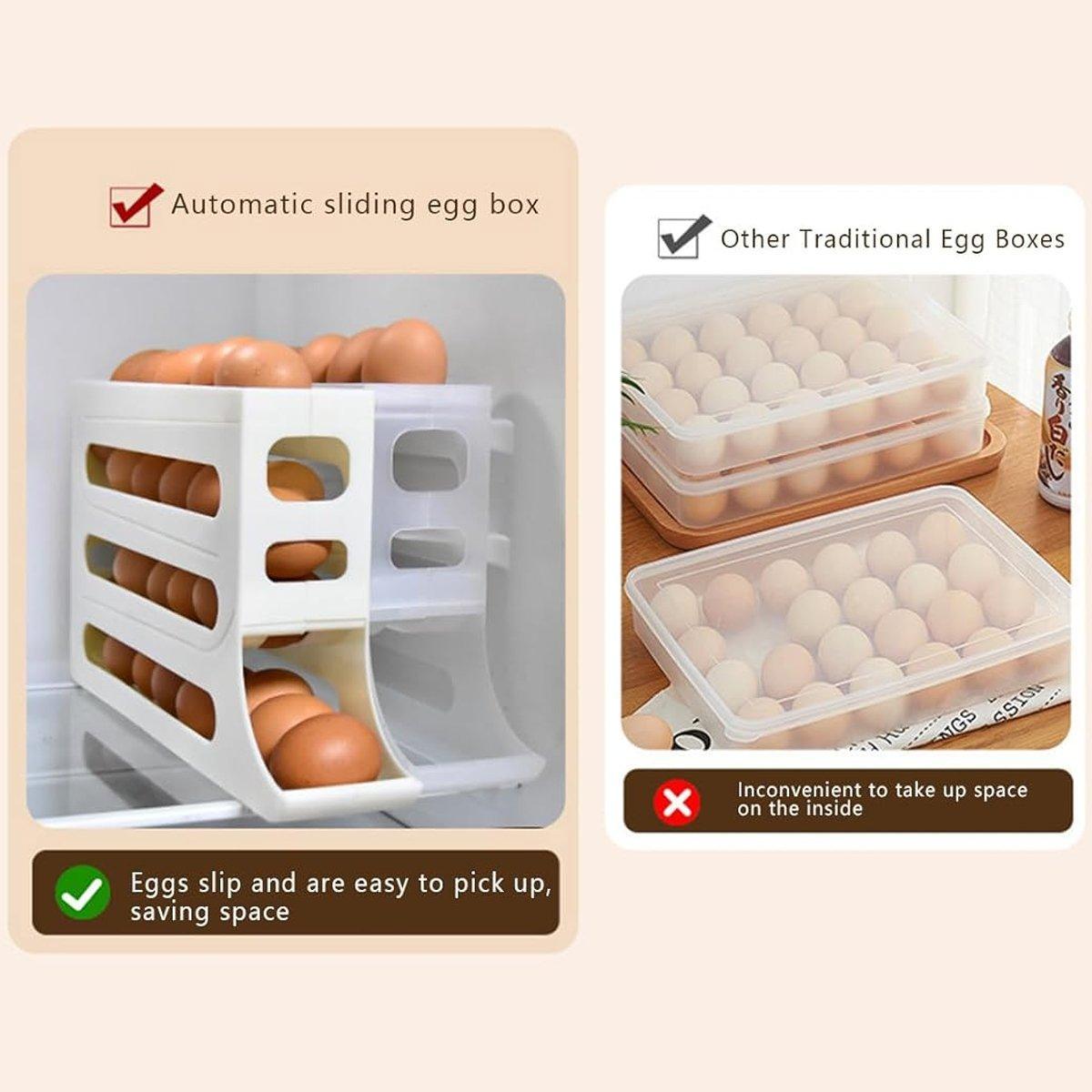Premium Automatic Scrolling Egg Holder – Beige 2-Tier