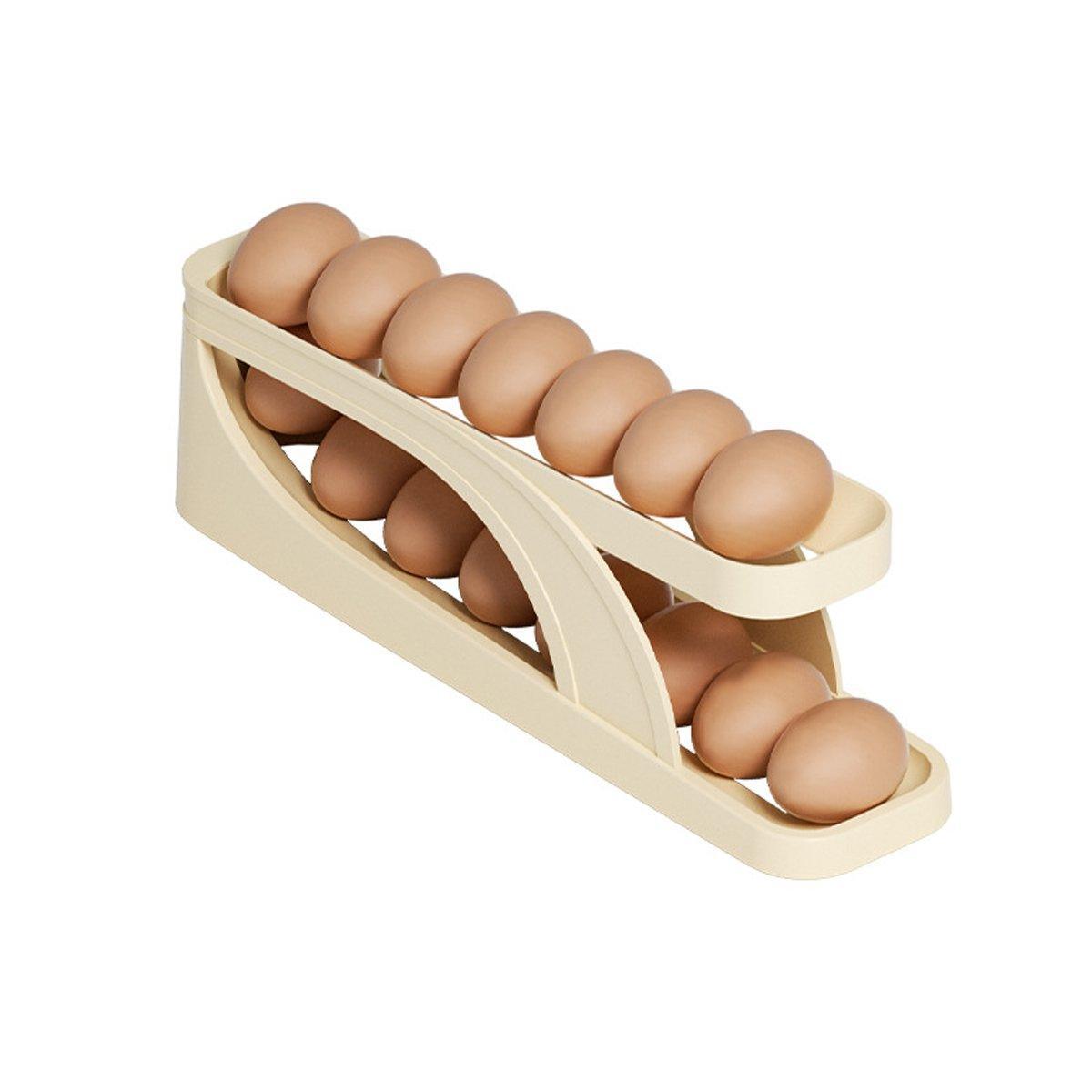 Premium Automatic Scrolling Egg Holder – Beige 2-Tier