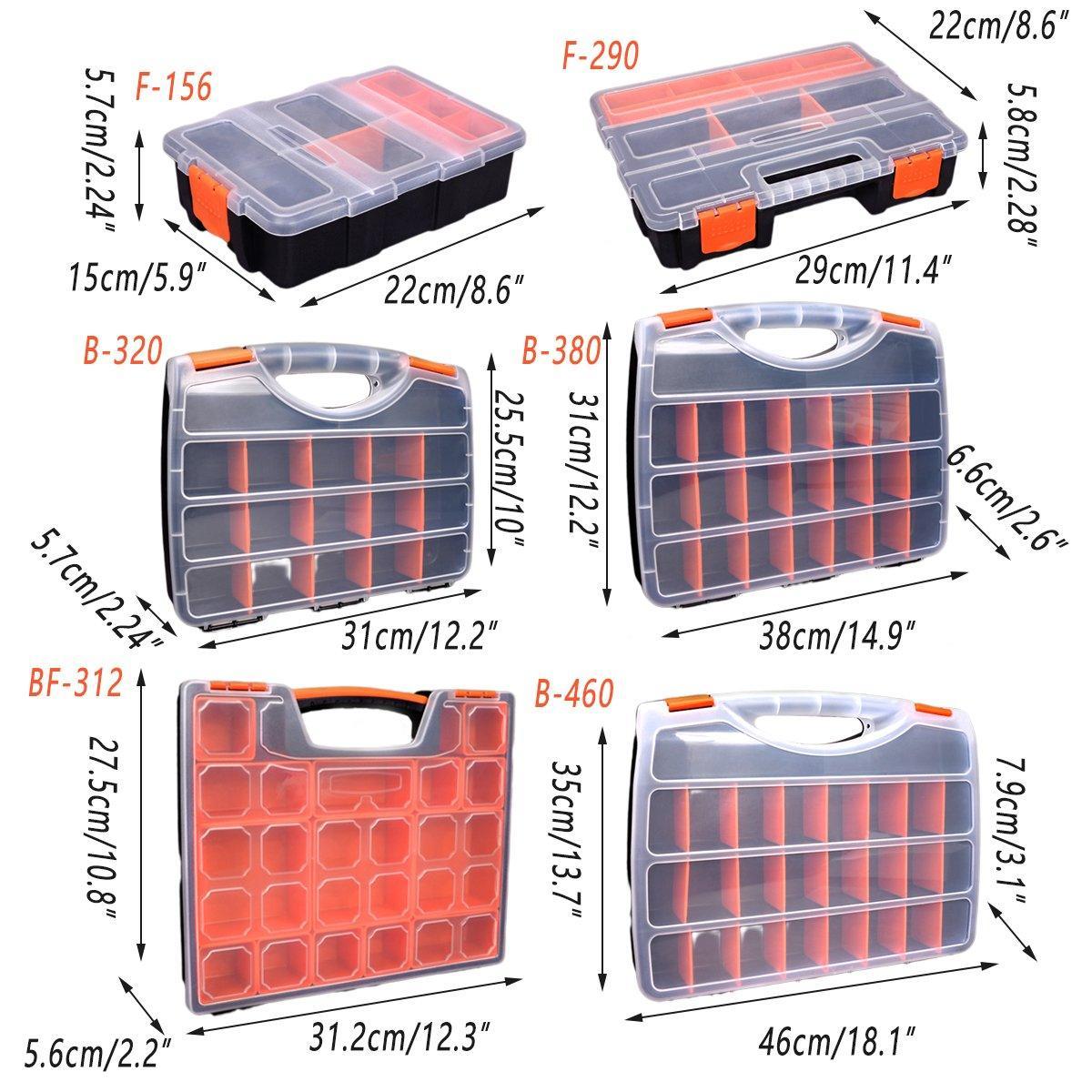 Premium Clear Plastic Storage Organiser Box with Adjustable Compartments - F-156