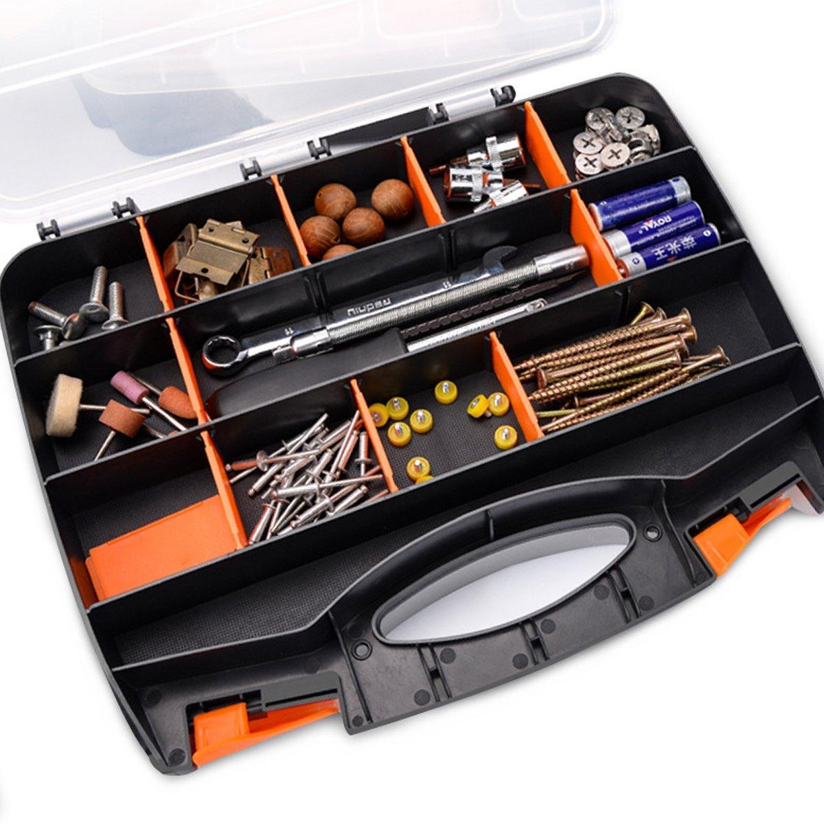 Premium Clear Plastic Storage Organiser Box with Adjustable Compartments - F-156