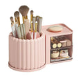 Premium Rotating Cosmetic & Pen Holder – Pink with Dustproof Drawers