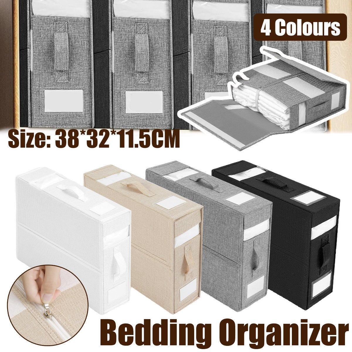 Fabric Storage Box Set Bedding Organizer Closet Blanket Quilt Storage Containers - White