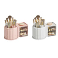 Premium Rotating Cosmetic & Pen Holder – White with Dustproof Drawers