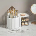 Premium Rotating Cosmetic & Pen Holder – White with Dustproof Drawers