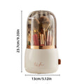 Premium White 360° Dustproof Rotating Cosmetic Brush Storage Box with Clear Lid