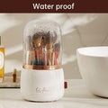 Premium White 360° Dustproof Rotating Cosmetic Brush Storage Box with Clear Lid