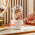 Premium White 360° Dustproof Rotating Cosmetic Brush Storage Box with Clear Lid
