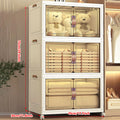 3-Tier Foldable Storage Cabinet with Doors and Wheels - SuperSaverAU - view 3