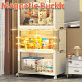 3-Tier Foldable Storage Cabinet with Doors and Wheels - SuperSaverAU - view 4