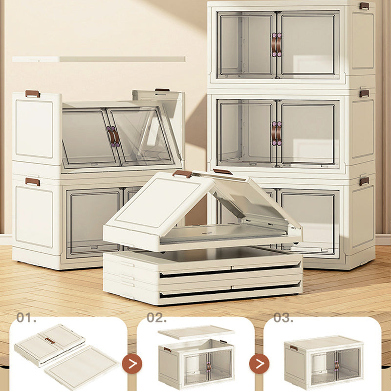3-Tier Foldable Storage Cabinet with Doors and Wheels - SuperSaverAU - view 5