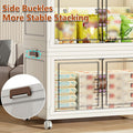 3-Tier Foldable Storage Cabinet with Doors and Wheels - SuperSaverAU - view 6