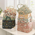 Portable Fabric Storage Basket Korean Pastoral Style Organizer for Home Sundries - Floral6 - SuperSaverAU - view 4